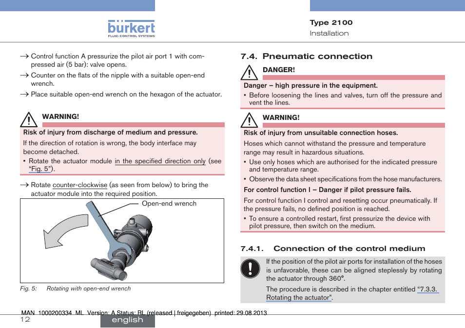 Burkert Type 2100 User Manual | Page 12 / 46