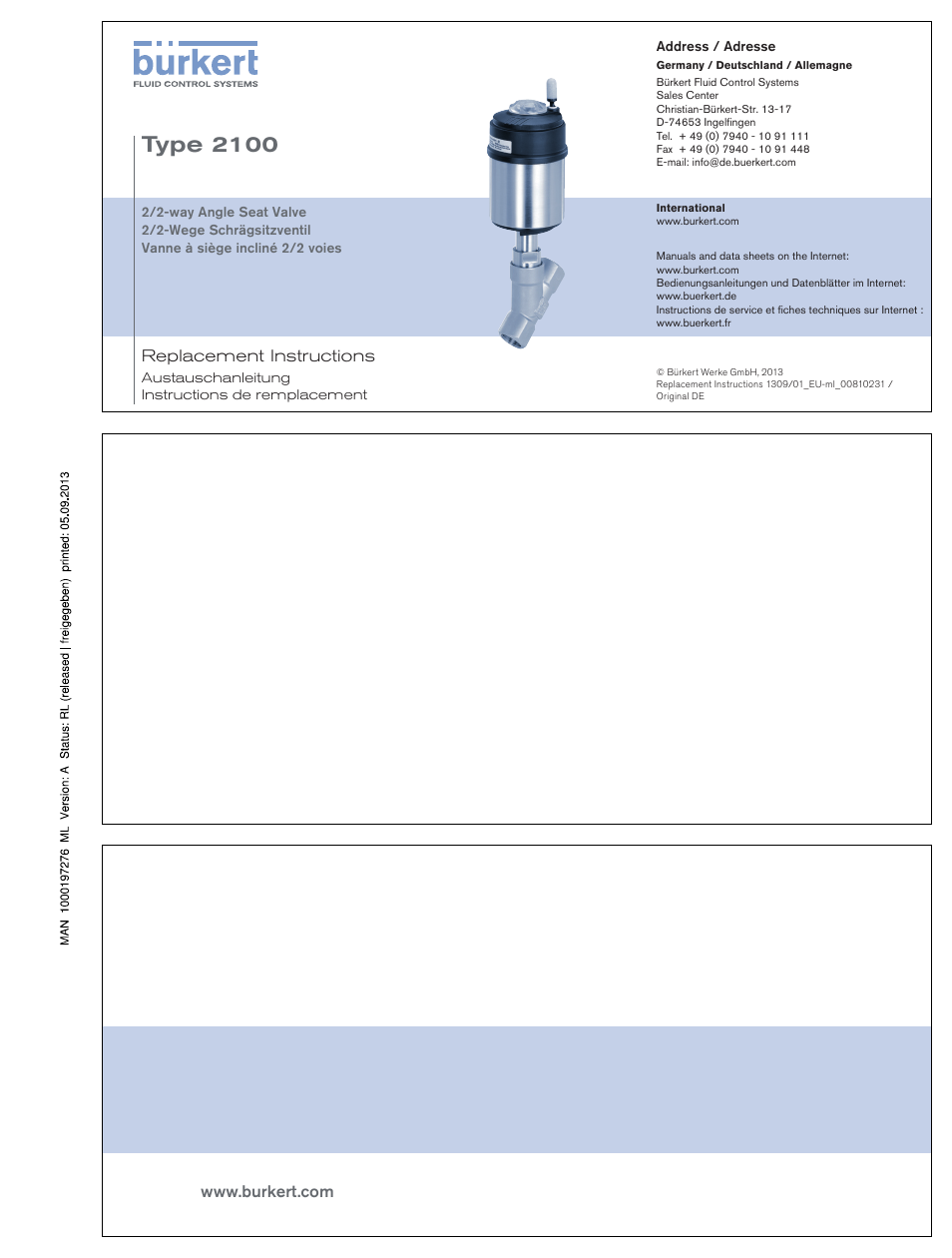 Deutsch, Type 2100 | Burkert Type 2100 User Manual | Page 5 / 12