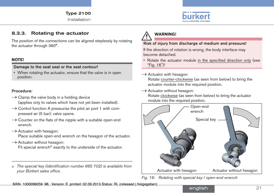 Burkert Type 2100 User Manual | Page 21 / 101