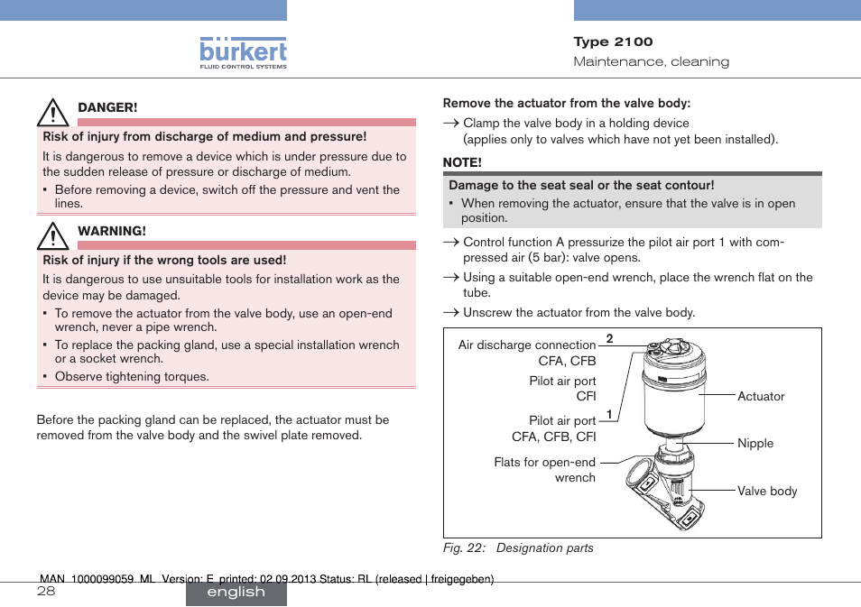 Burkert Type 2100 User Manual | Page 28 / 101