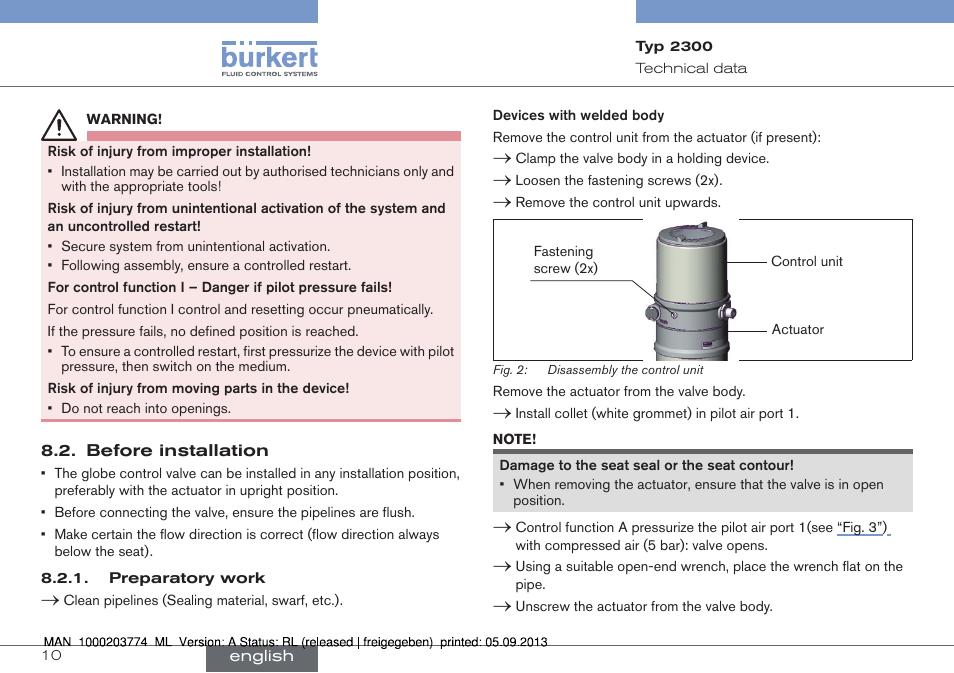 Burkert Type 2300 User Manual | Page 10 / 46