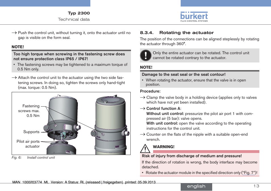 Burkert Type 2300 User Manual | Page 13 / 46
