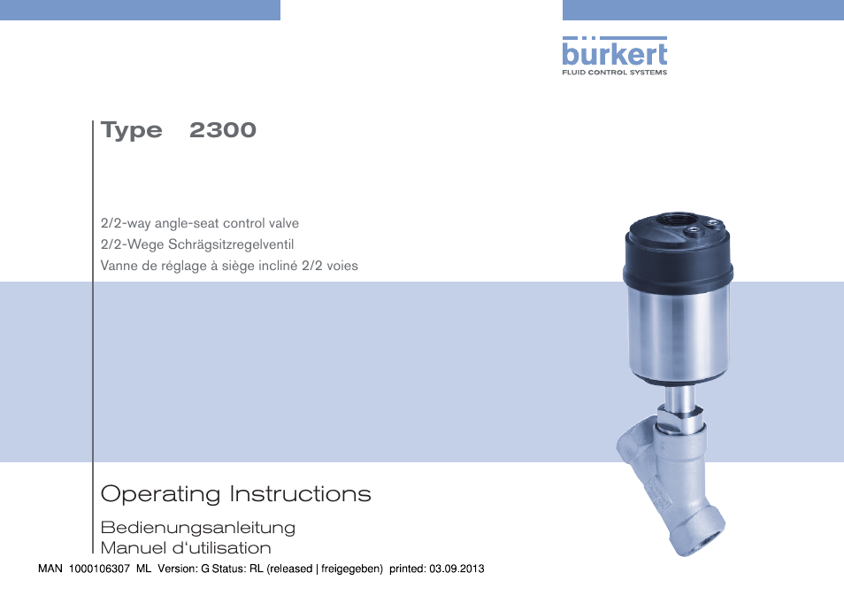 Burkert Type 2300 User Manual | 130 pages