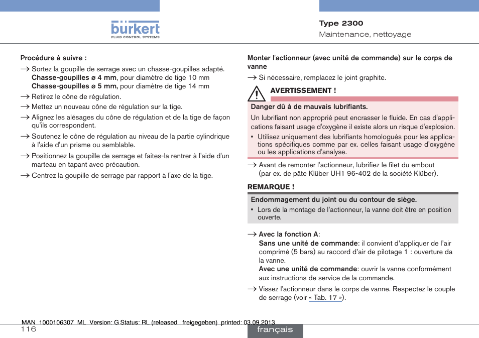 Burkert Type 2300 User Manual | Page 116 / 130