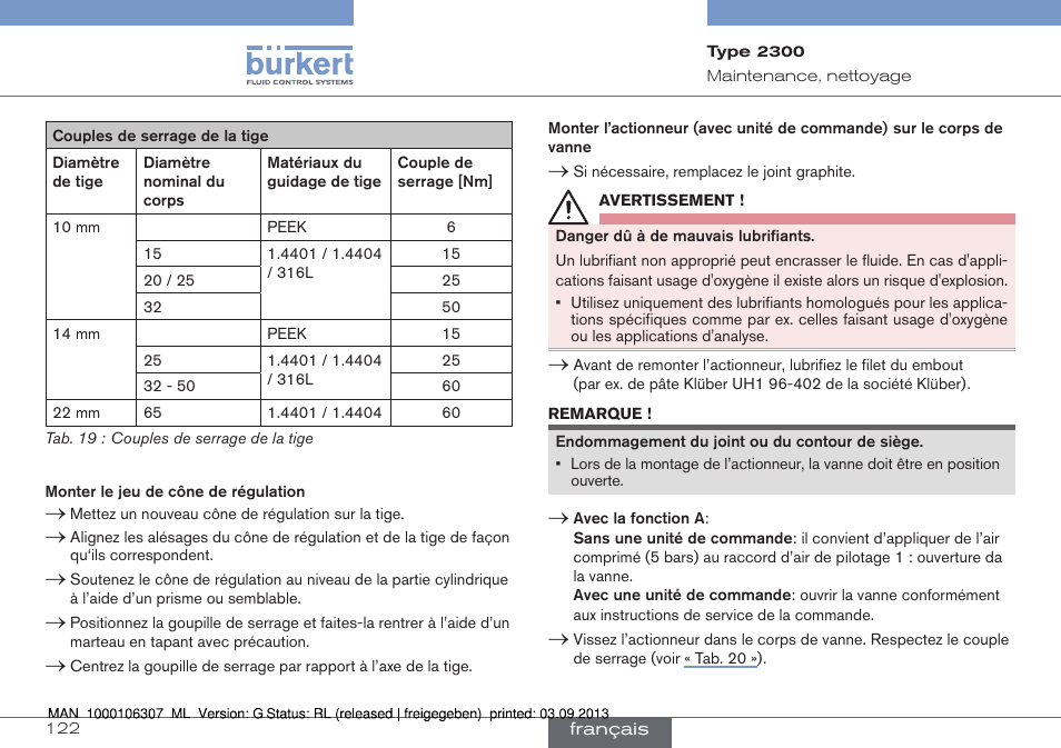 Burkert Type 2300 User Manual | Page 122 / 130