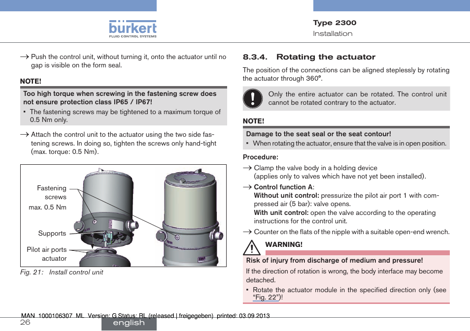 Burkert Type 2300 User Manual | Page 26 / 130