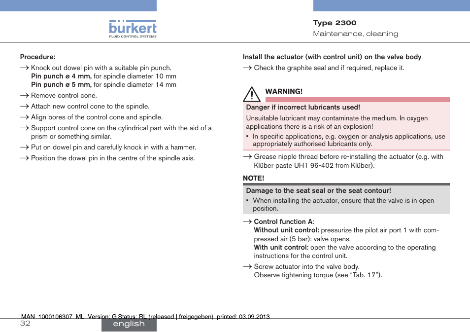 Burkert Type 2300 User Manual | Page 32 / 130