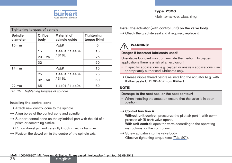 Burkert Type 2300 User Manual | Page 38 / 130