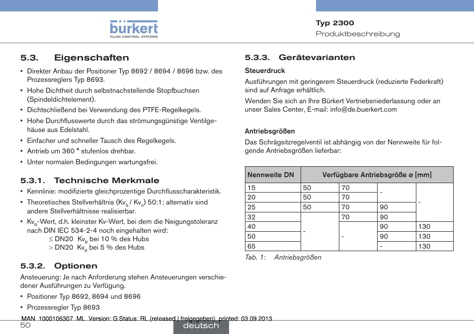 Eigenschaften | Burkert Type 2300 User Manual | Page 50 / 130