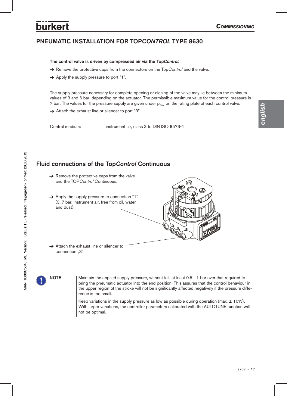 Continuous, English | Burkert Type 2702 User Manual | Page 17 / 94