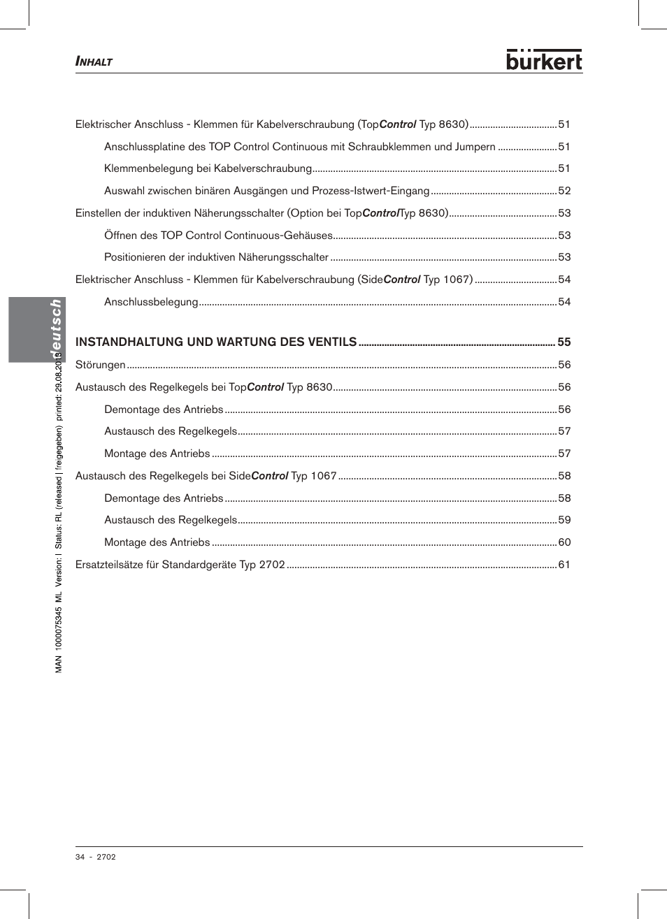 Deutsch | Burkert Type 2702 User Manual | Page 34 / 94