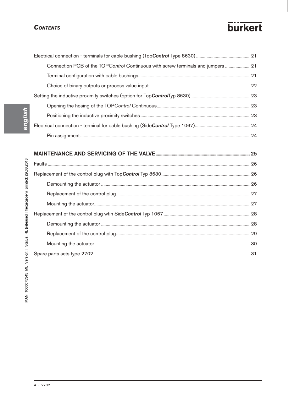 English | Burkert Type 2702 User Manual | Page 4 / 94