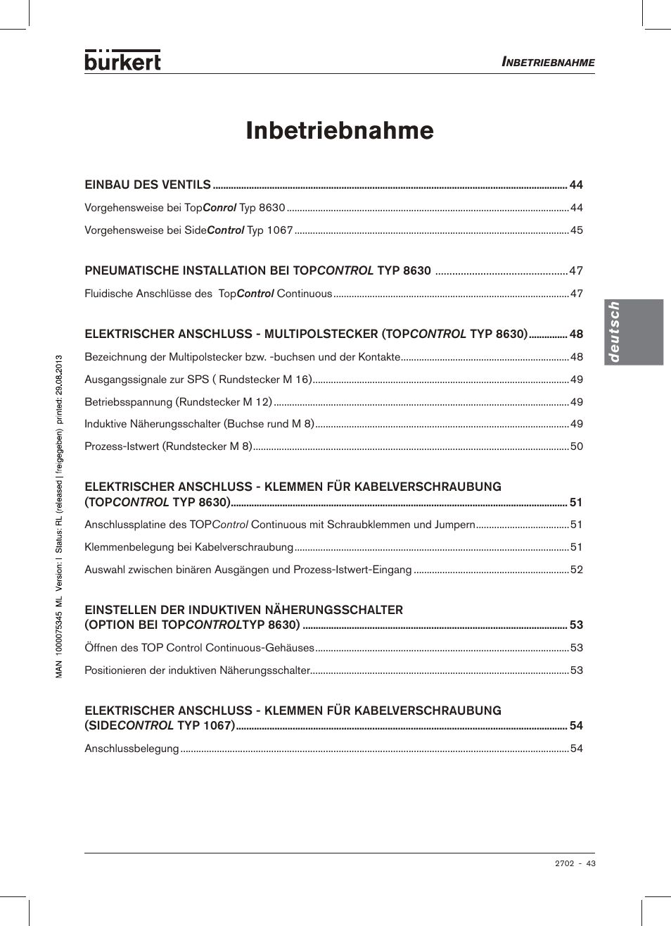 Inbetriebnahme | Burkert Type 2702 User Manual | Page 43 / 94