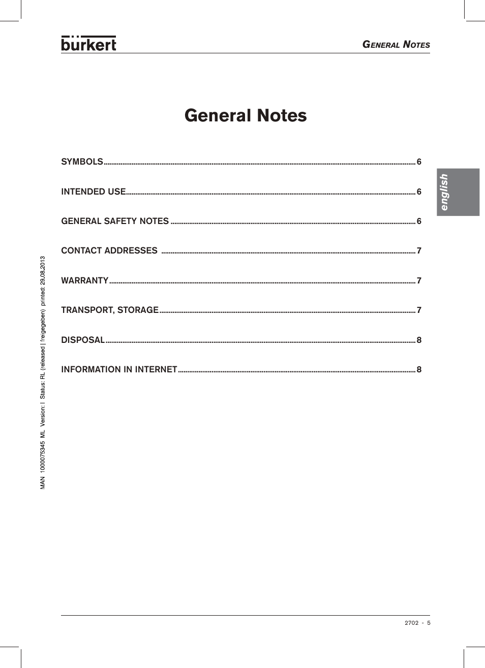 Burkert Type 2702 User Manual | Page 5 / 94