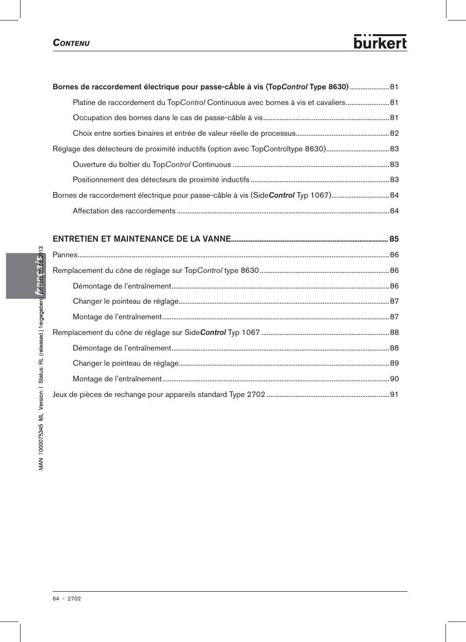 Français | Burkert Type 2702 User Manual | Page 64 / 94