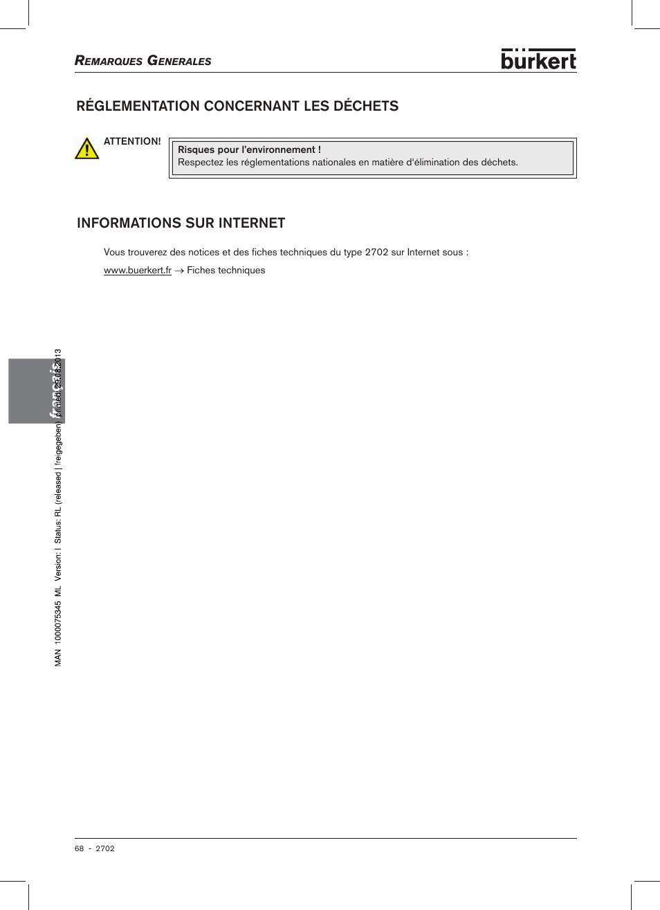 Burkert Type 2702 User Manual | Page 68 / 94