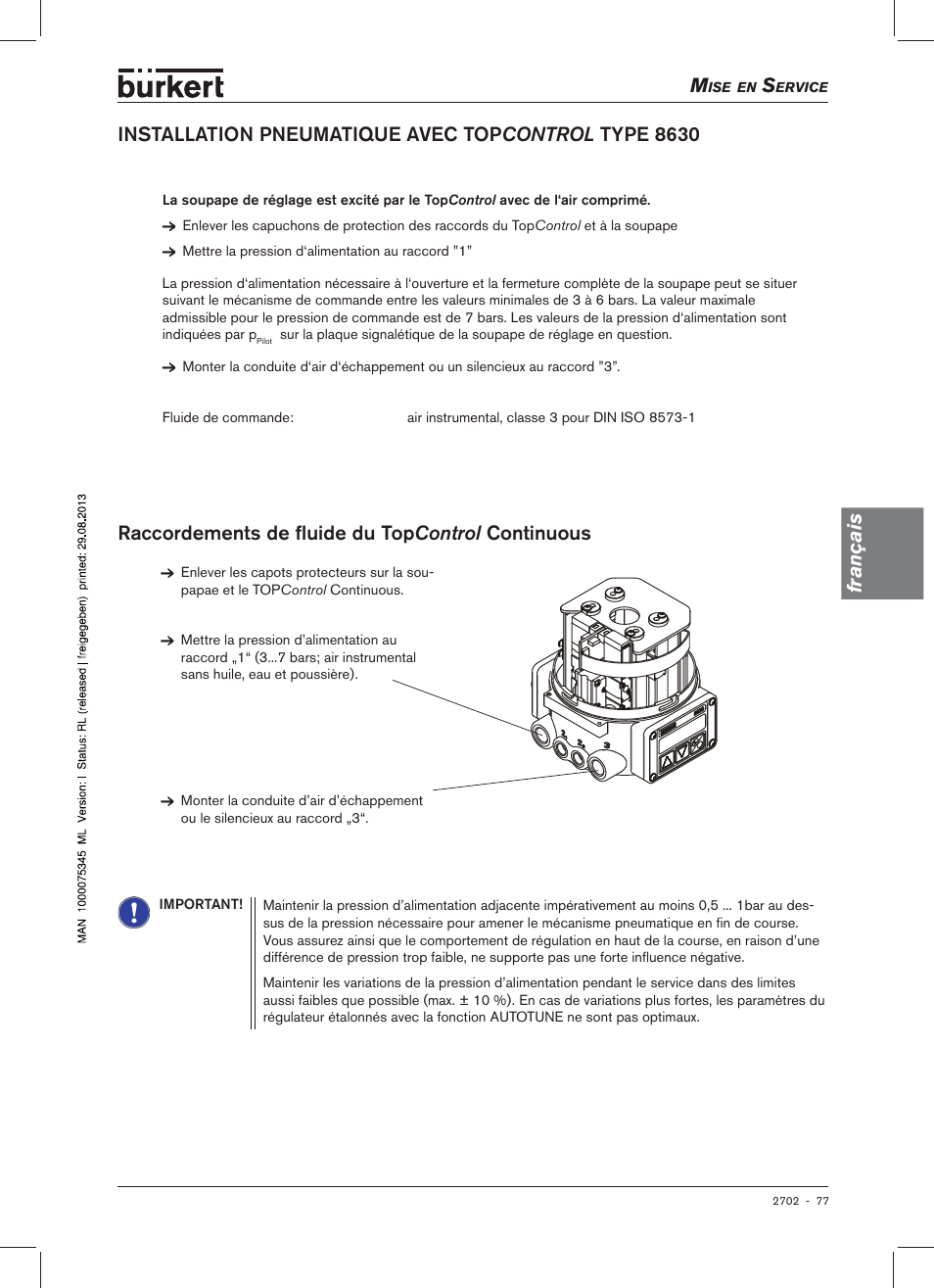 Français | Burkert Type 2702 User Manual | Page 77 / 94