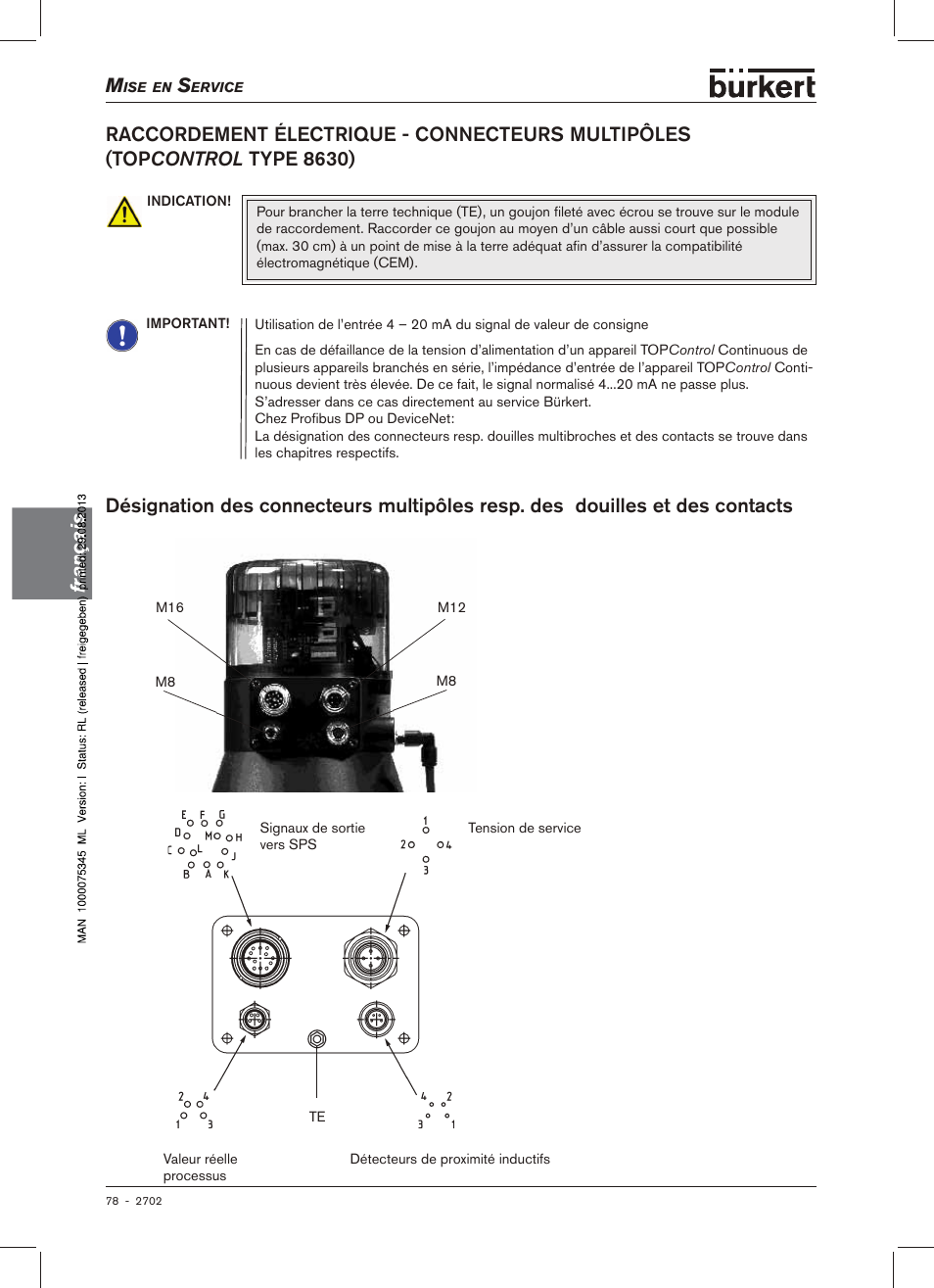 Top control type 8630) | Burkert Type 2702 User Manual | Page 78 / 94