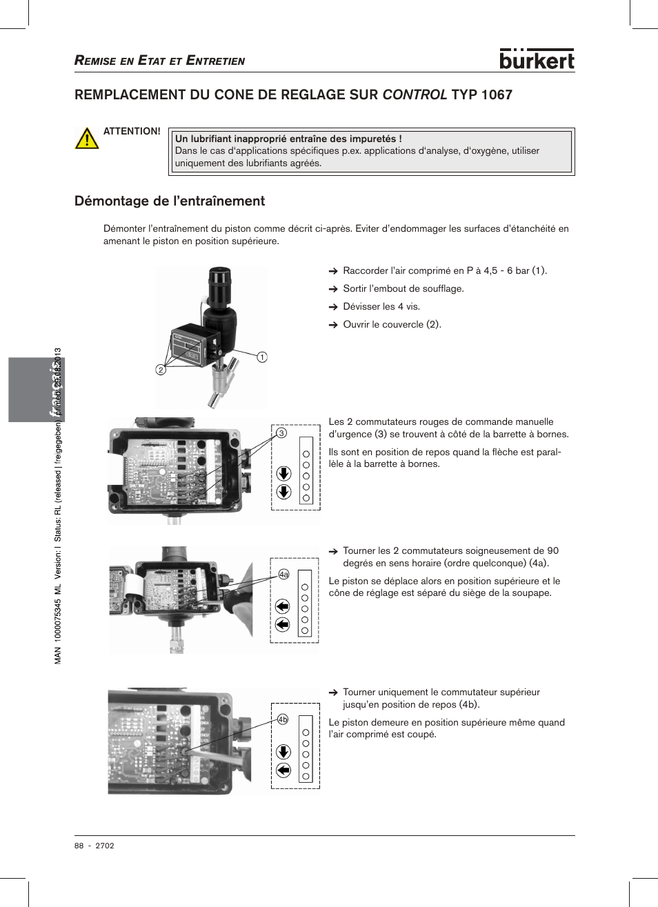 Control .typ.1067, Démontage de l’entraînement, Français | Démontage.de.l’entraînement | Burkert Type 2702 User Manual | Page 88 / 94