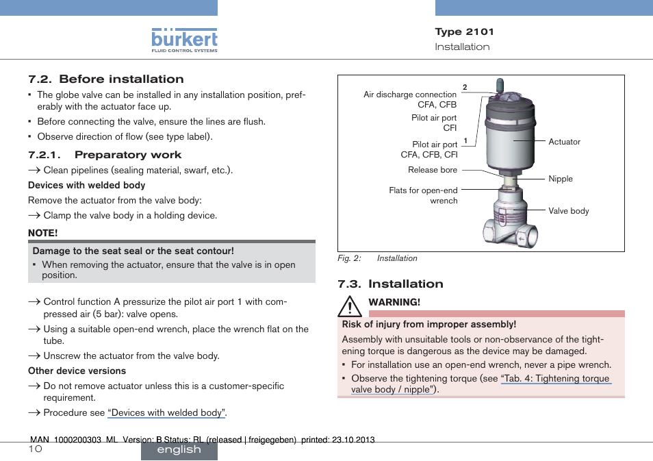 Burkert Type 2101 User Manual | Page 10 / 46