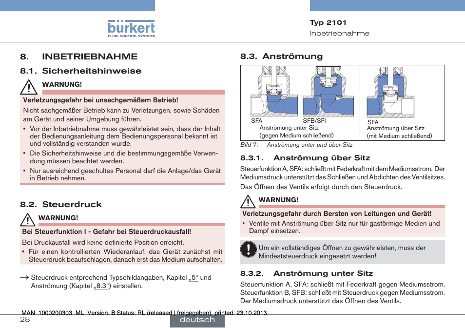 Inbetriebnahme | Burkert Type 2101 User Manual | Page 28 / 46