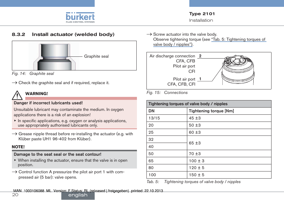 Burkert Type 2101 User Manual | Page 20 / 106