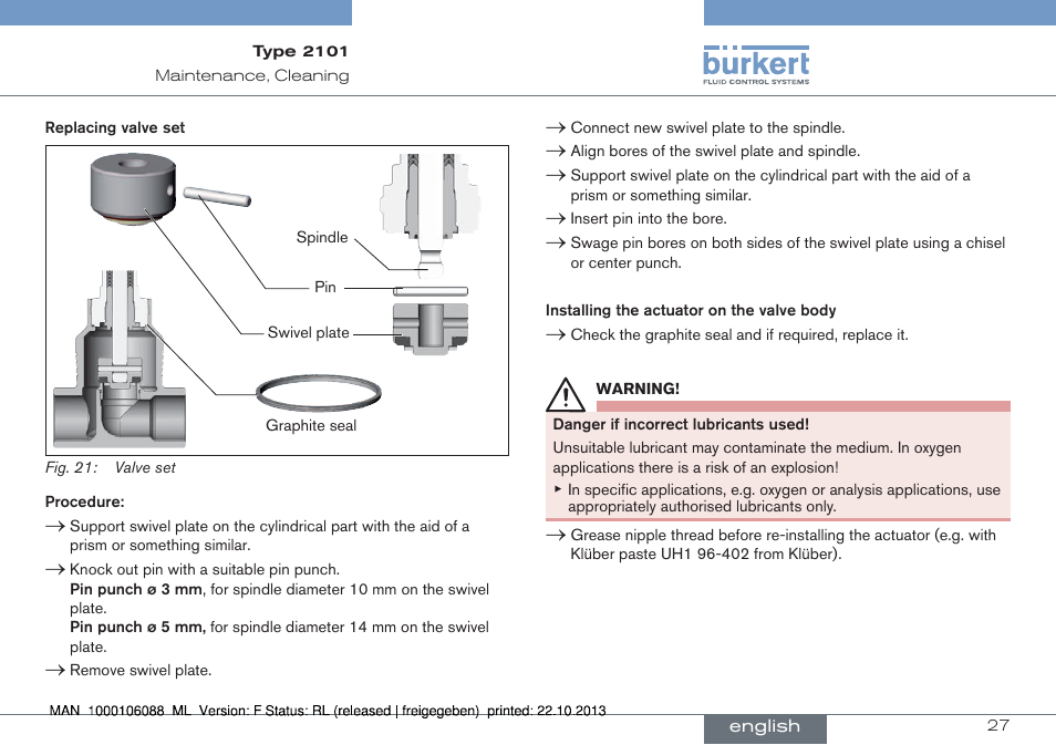 Burkert Type 2101 User Manual | Page 27 / 106