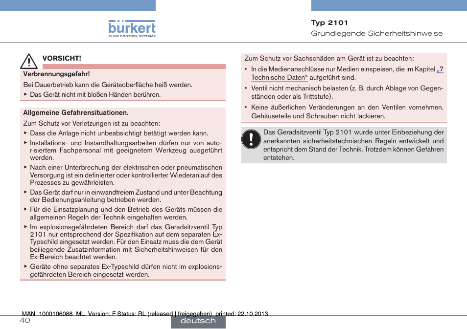 Burkert Type 2101 User Manual | Page 40 / 106