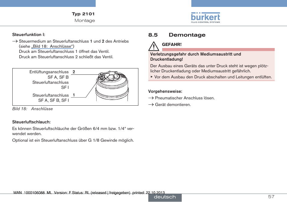 5 demontage | Burkert Type 2101 User Manual | Page 57 / 106