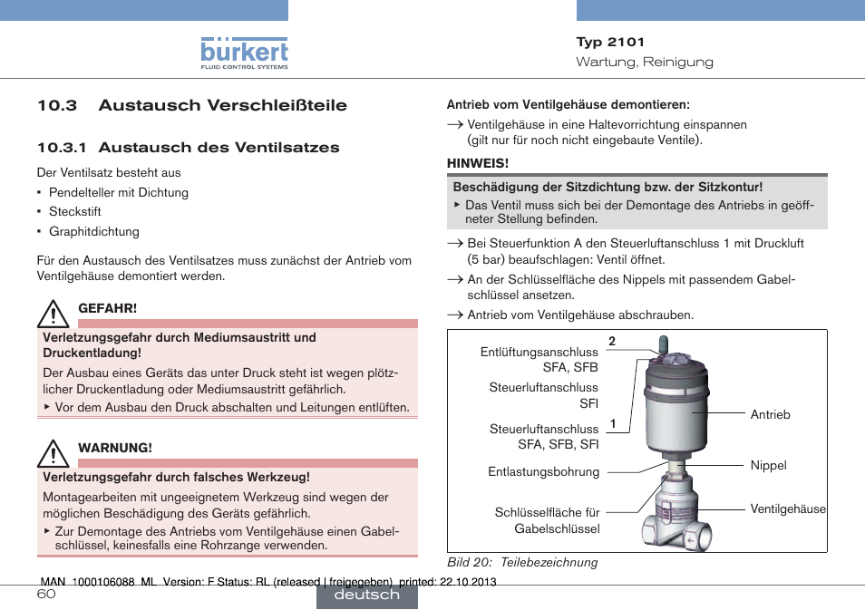 3 austausch verschleißteile | Burkert Type 2101 User Manual | Page 60 / 106