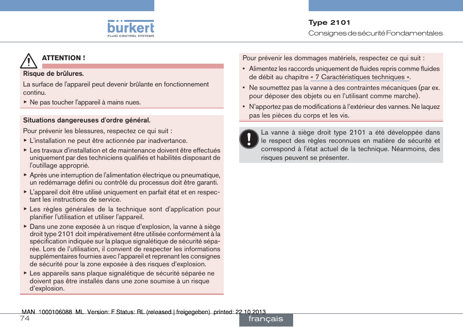 Burkert Type 2101 User Manual | Page 74 / 106