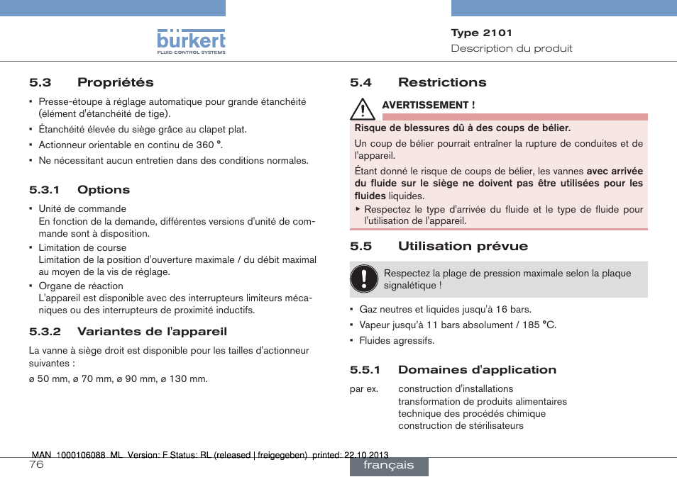 Burkert Type 2101 User Manual | Page 76 / 106