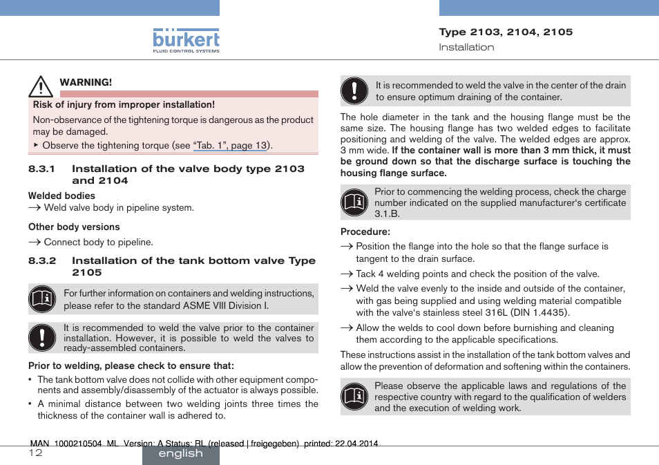 Burkert Type 2105 User Manual | Page 12 / 43