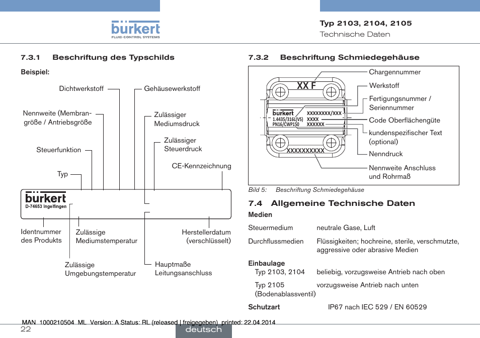 Xx f | Burkert Type 2105 User Manual | Page 22 / 43