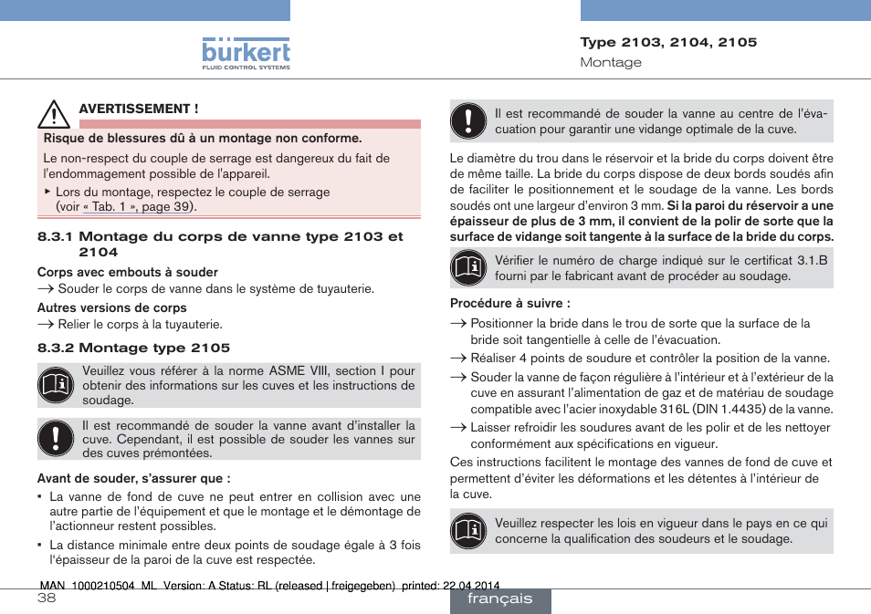 Burkert Type 2105 User Manual | Page 38 / 43