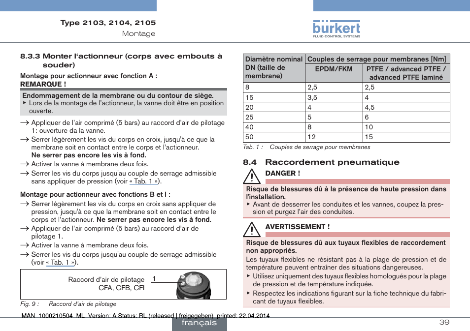 Burkert Type 2105 User Manual | Page 39 / 43