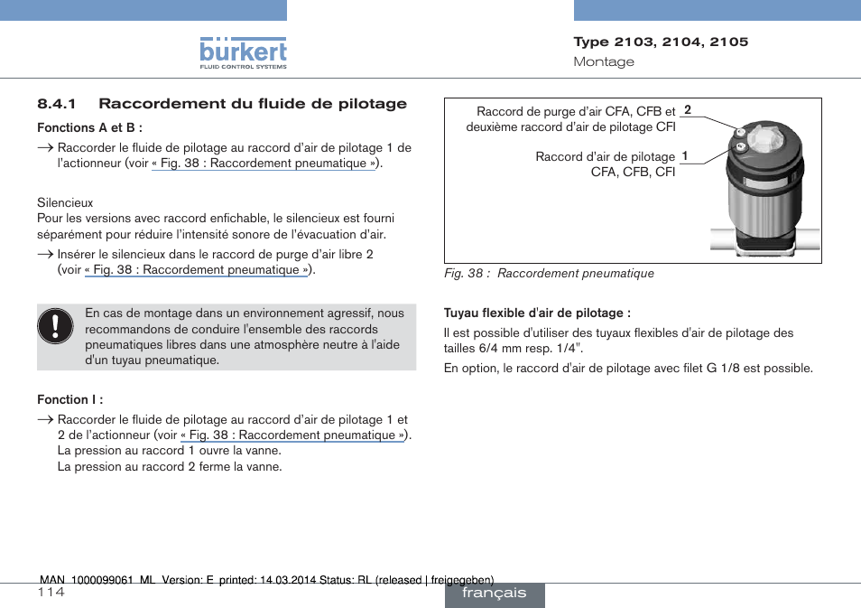 Burkert Type 2105 User Manual | Page 114 / 124