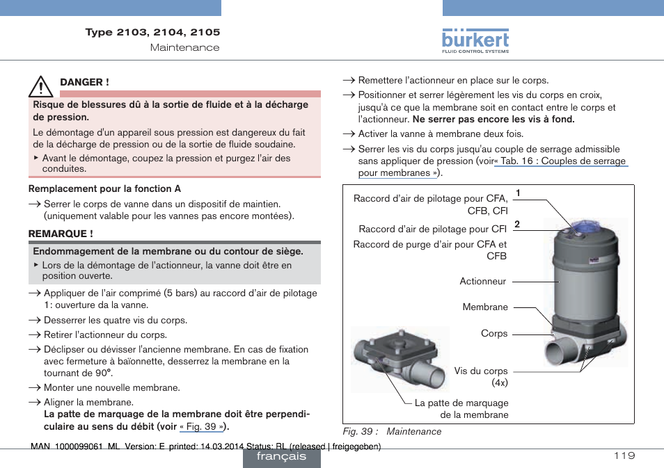 Burkert Type 2105 User Manual | Page 119 / 124