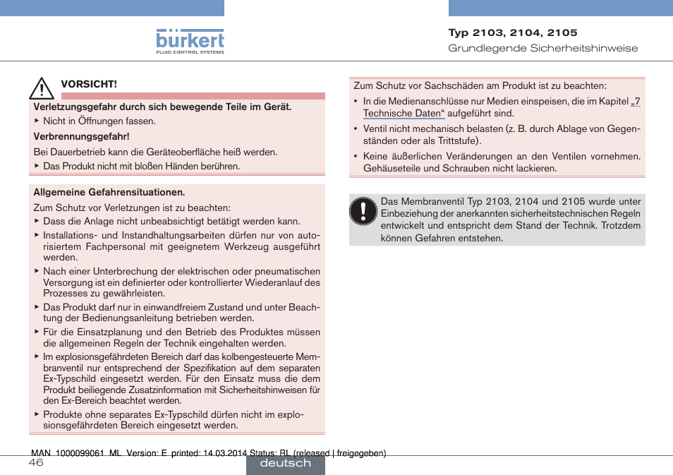 Burkert Type 2105 User Manual | Page 46 / 124