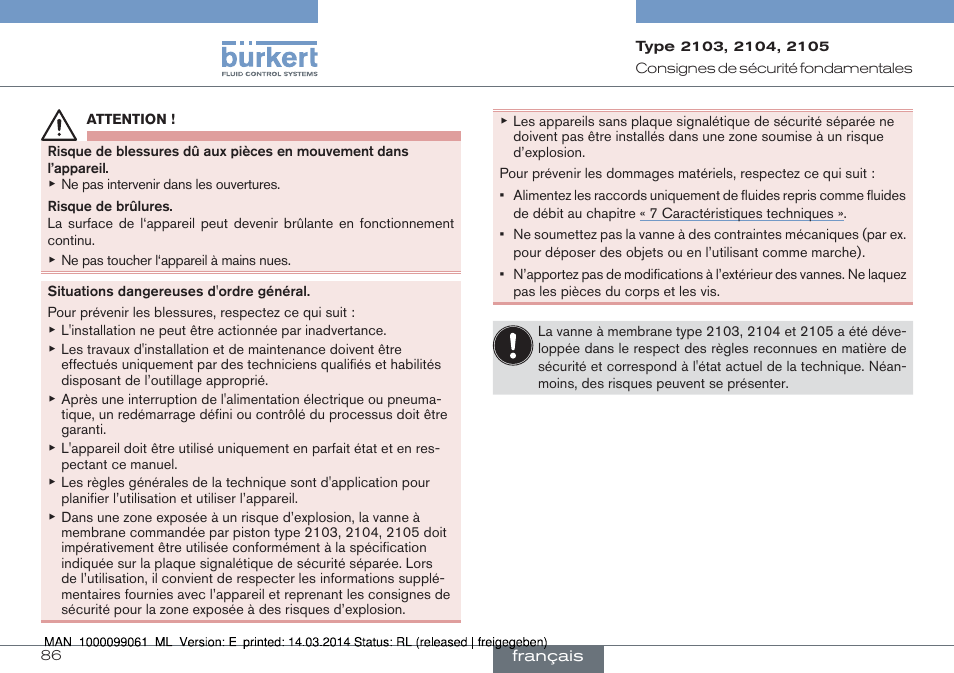 Burkert Type 2105 User Manual | Page 86 / 124