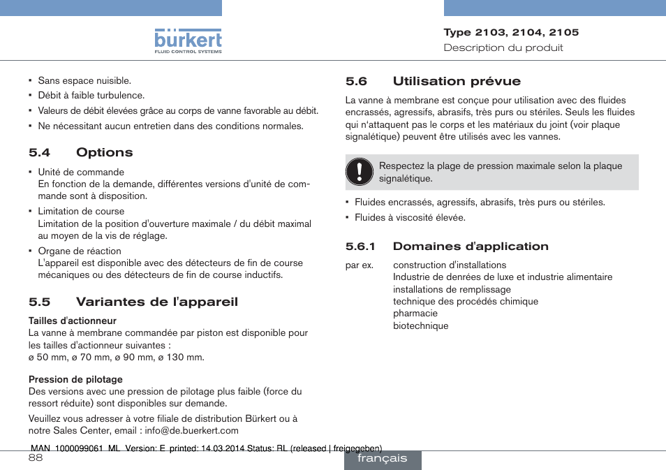 Burkert Type 2105 User Manual | Page 88 / 124