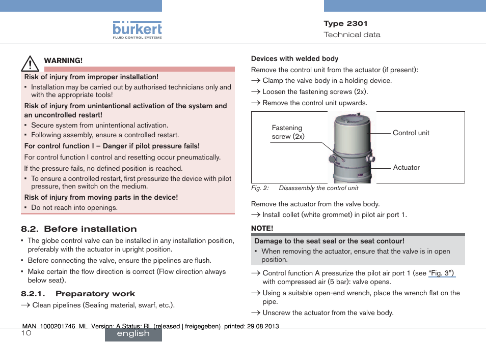 Burkert Type 2301 User Manual | Page 10 / 46