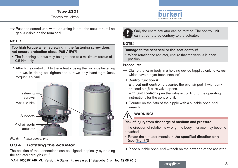 Burkert Type 2301 User Manual | Page 13 / 46