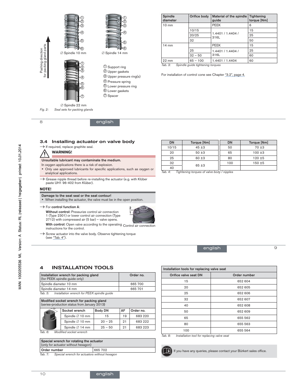 4installation tools | Burkert Type 2712 User Manual | Page 4 / 12