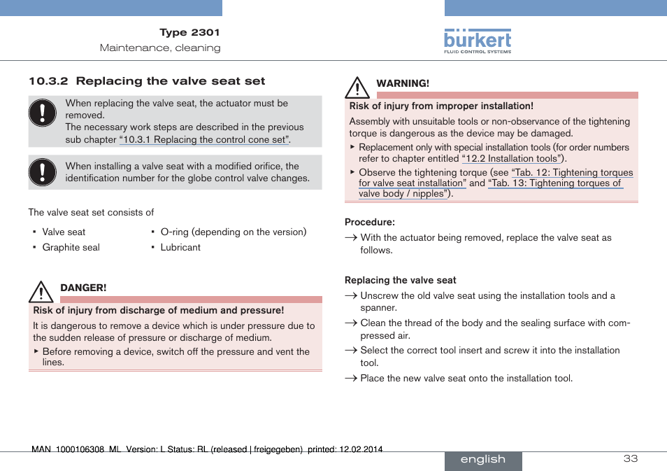 Burkert Type 2301 User Manual | Page 33 / 142