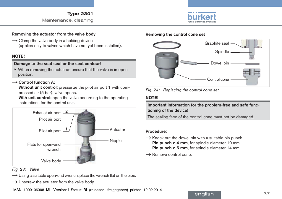 Burkert Type 2301 User Manual | Page 37 / 142