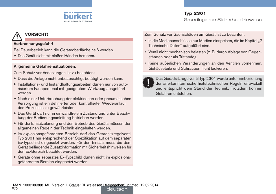 Burkert Type 2301 User Manual | Page 52 / 142