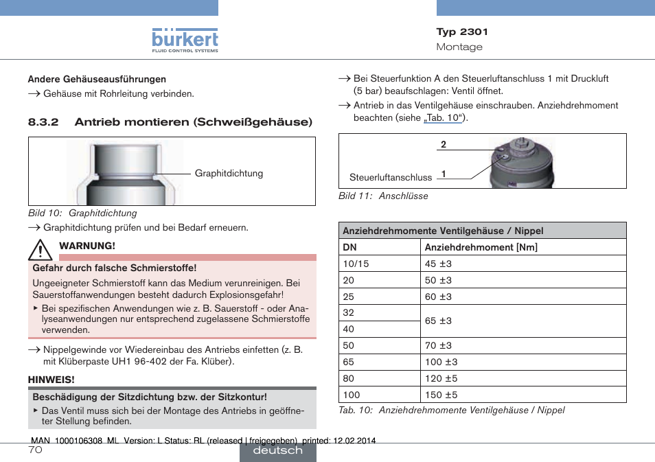 Burkert Type 2301 User Manual | Page 70 / 142