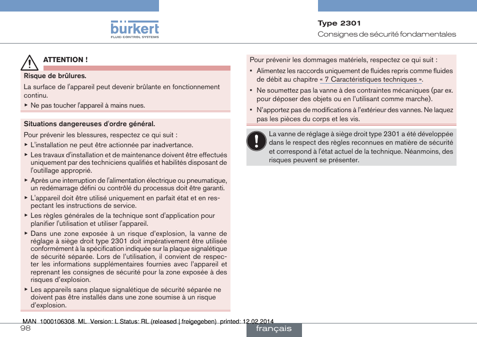 Burkert Type 2301 User Manual | Page 98 / 142