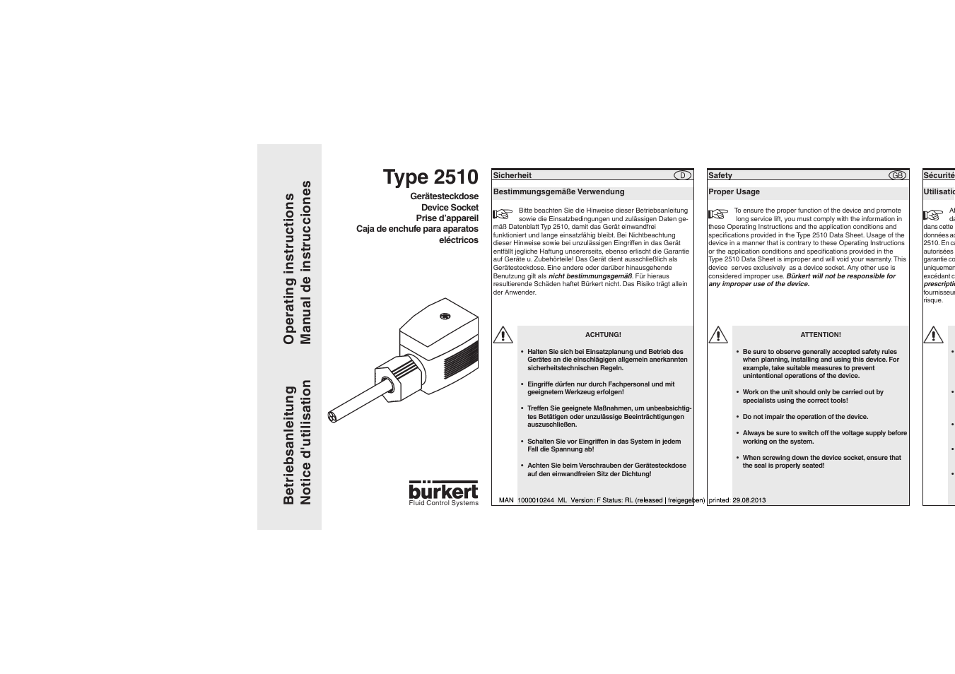 Burkert Type 2510 User Manual | 6 pages